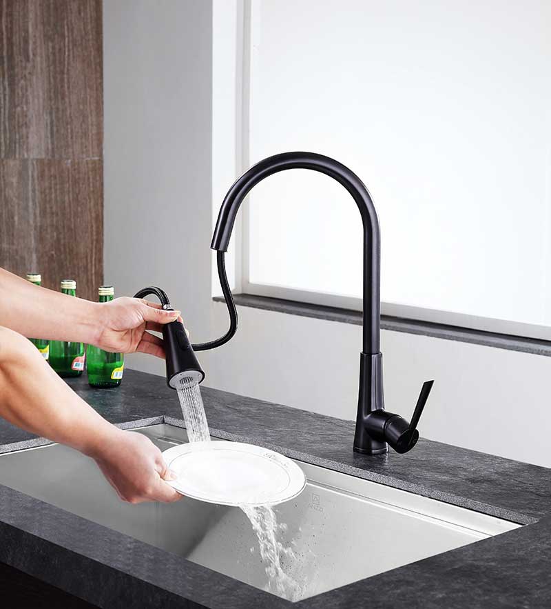 Anzzi Tulip Single-Handle Pull-Out Sprayer Kitchen Faucet in Oil Rubbed Bronze KF-AZ216ORB 6