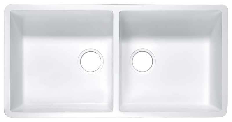 Anzzi Roine Farmhouse Reversible Glossy Solid Surface 35 in. Double Basin Kitchen Sink in White K-AZ224-2A 2