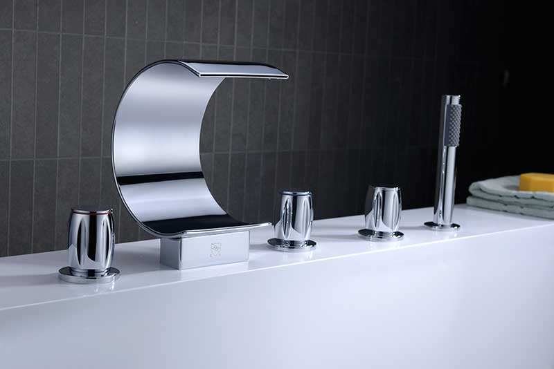 Anzzi Ribbon 3-Handle Deck-Mount Roman Tub Faucet in Chrome FR-AZ048CH 2