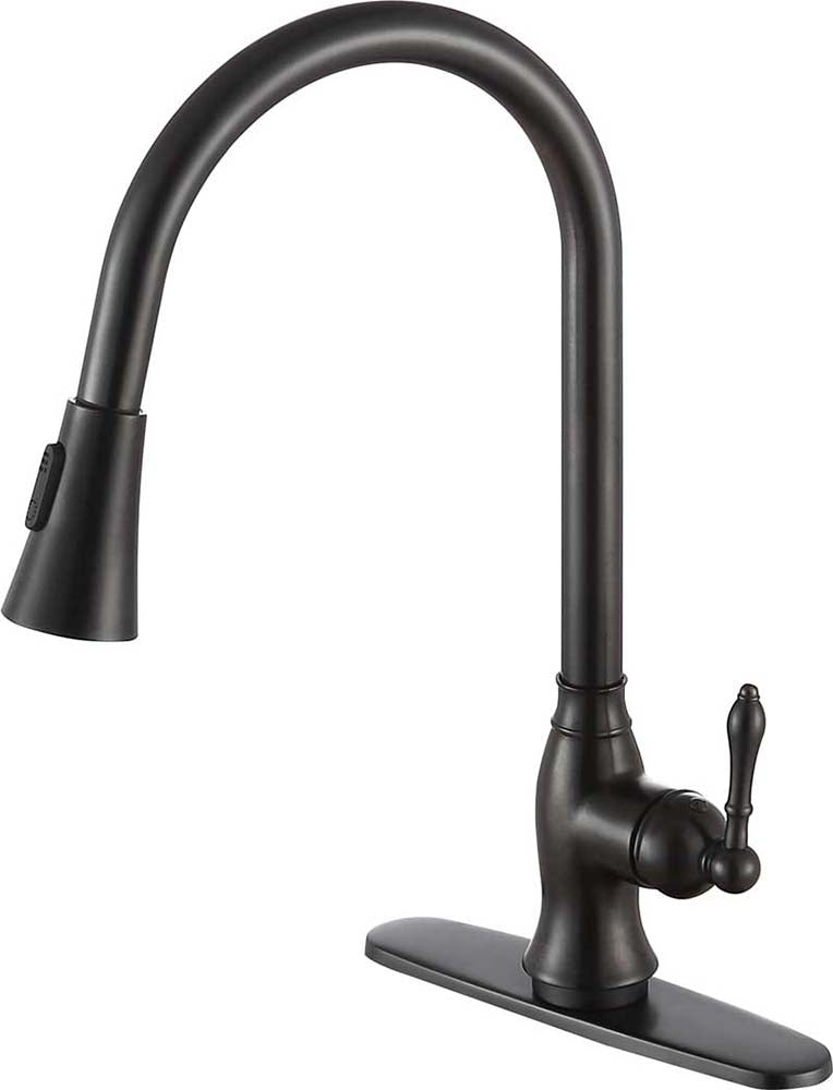 Anzzi Rodeo Single-Handle Pull-Out Sprayer Kitchen Faucet in Oil Rubbed Bronze KF-AZ214ORB