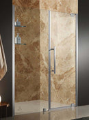 Anzzi Duke 48 in. x 72 in. Semi-Frameless Pivot Shower Door in Brushed Finish with Handle SD-AZ04BBH-R