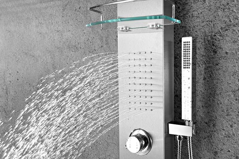 Anzzi Coastal 44 in. Full Body Shower Panel with Heavy Rain Shower and Spray Wand in Brushed Steel SP-AZ075 7