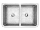 Anzzi Port Farmhouse Handmade Copper 33 in. 50/50 Double Bowl Kitchen Sink in Hammered Nickel K-AZ259 5