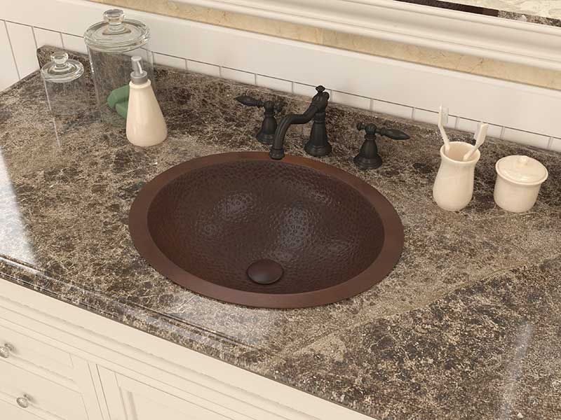 Anzzi Nepal 19 in. Drop-in Oval Bathroom Sink in Hammered Antique Copper BS-001 3
