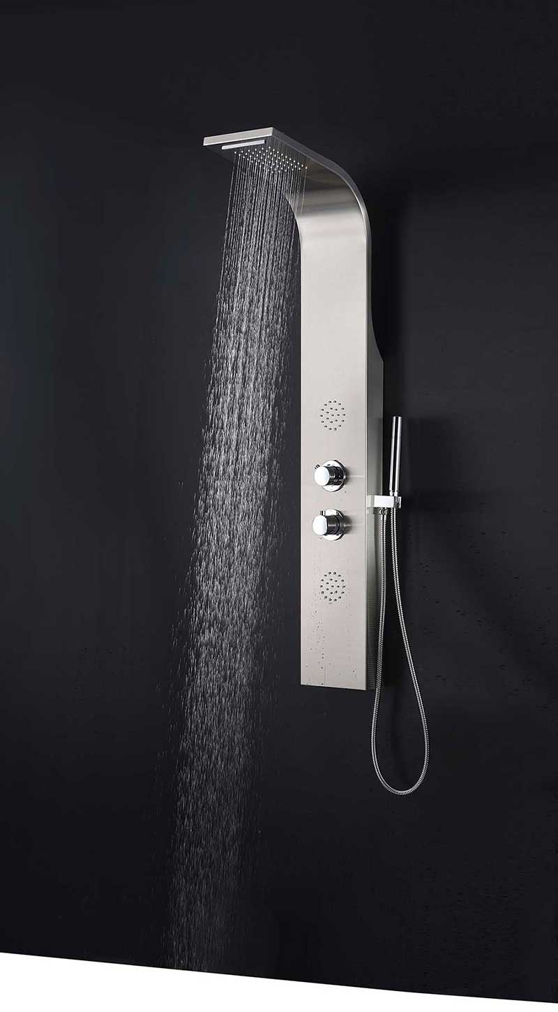 Anzzi STARLET Series 64 in. Full Body Shower Panel System with Heavy Rain Shower and Spray Wand in Brushed Steel 2