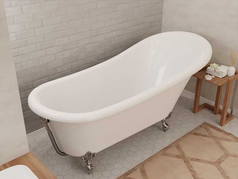 Anzzi 67.32” Diamante Slipper-Style Acrylic Claw Foot Tub in White FT-CF131FAFT-CH 2