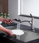 Anzzi Di Piazza Single-Handle Pull-Out Sprayer Kitchen Faucet in Brushed Nickel KF-AZ205BN 13