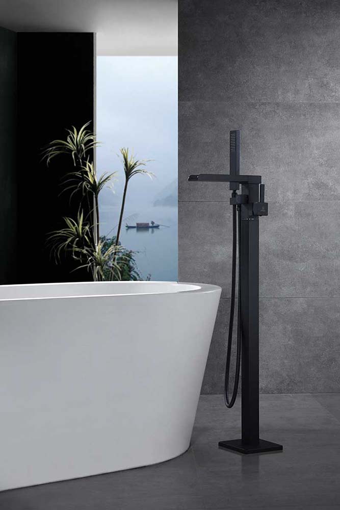 Anzzi Union 2-Handle Claw Foot Tub Faucet with Hand Shower in Matte Black FS-AZ0059BK 2