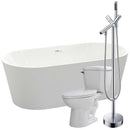 Anzzi Chand 67 in. Acrylic Flatbottom Non-Whirlpool Bathtub with Havasu Faucet and Kame 1.28 GPF Toilet FTAZ098-42C-55