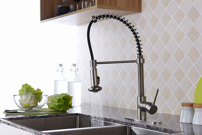 Anzzi Step Single Handle Pull-Down Sprayer Kitchen Faucet in Brushed Nickel KF-AZ194BN 7