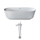 Anzzi Sabbia 5.9 ft. Man-Made Stone Freestanding Non-Whirlpool Bathtub in Matte White and Kase Series Faucet in Chrome