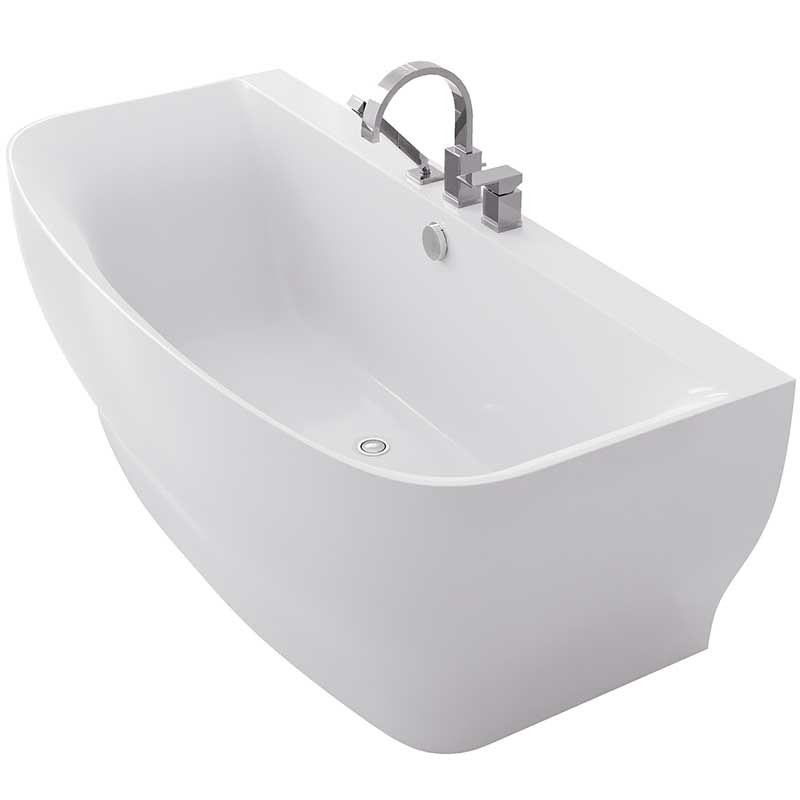 Anzzi Bank Series 5.41 ft. Freestanding Bathtub with Deck Mounted Faucet in White FT-FR112473CH