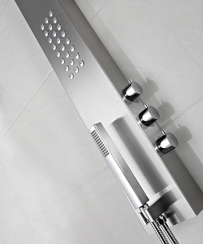 Anzzi Pier 48 in. Full Body Shower Panel with Heavy Rain Shower and Spray Wand in Brushed Steel SP-AZ076 5