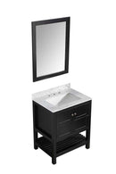 Anzzi Montaigne 30 in. W x 22 in. D Vanity in Espresso with Marble Vanity Top in Carrara White with White Basin and Mirror