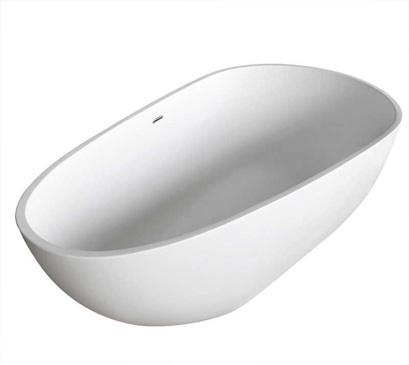 Anzzi Fiume 67 in. Solid Surface Soaking Bathtub with Khone Faucet and Kame 1.28 GPF Toilet FTAZ502-37B-55 2