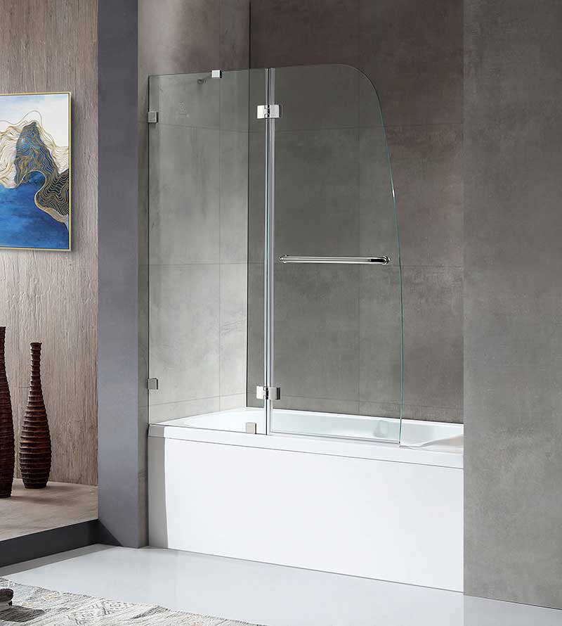 Anzzi Pacific Series 48 in. by 58 in. Frameless Hinged Tub Door in Chrome SD-AZ8076-01CH