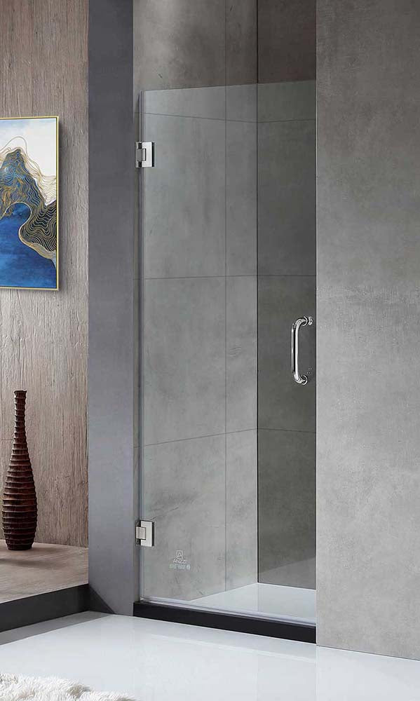 Anzzi Passion Series 24 in. by 72 in. Frameless Hinged Shower Door in Chrome with Handle SD-AZ8075-01CH