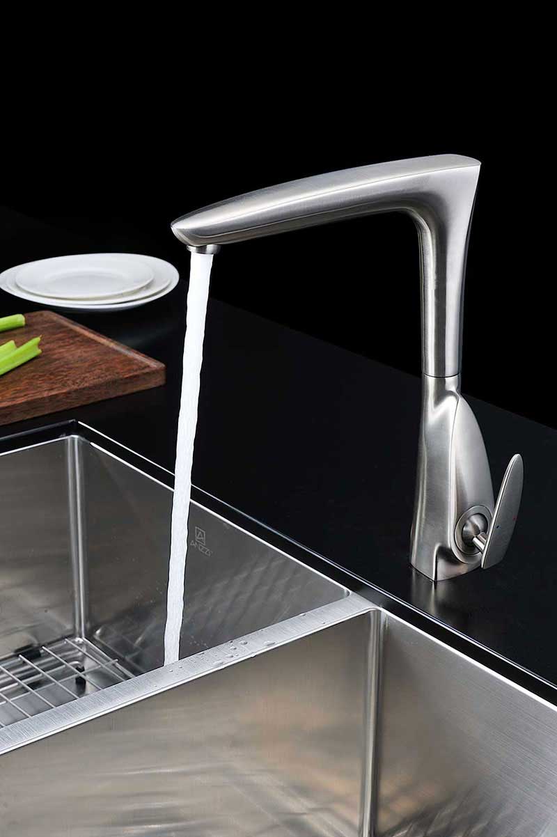 Anzzi Timbre Series Single Handle Kitchen Faucet in Brushed Nickel 3