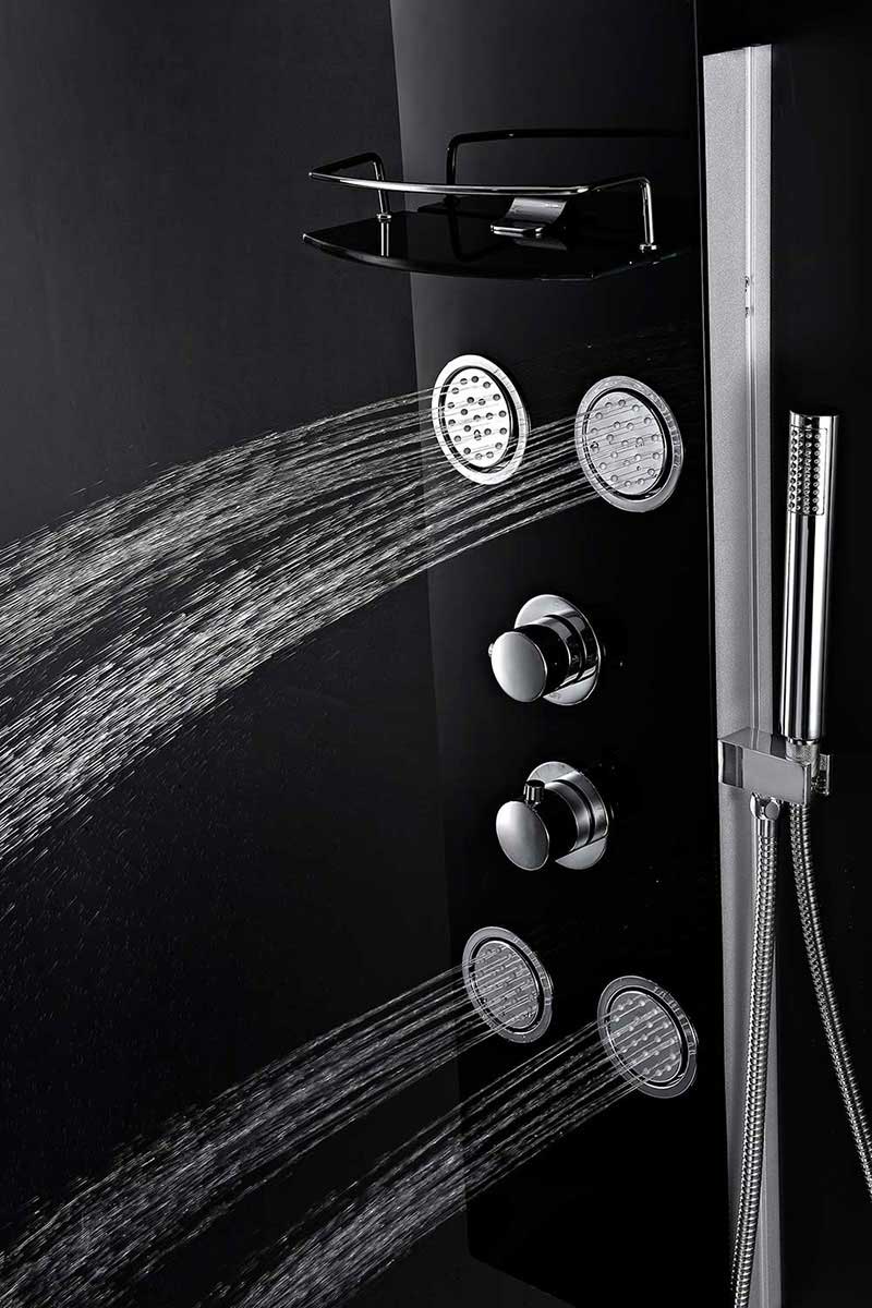Anzzi LLANO Series 56 in. Full Body Shower Panel System with Heavy Rain Shower and Spray Wand in Black 8
