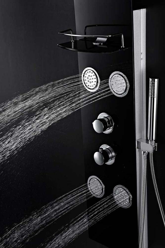 Anzzi Colossal Series 56 in. Full Body Shower Panel System with Heavy Rain Shower and Spray Wand in Black SP-AZ8095 8