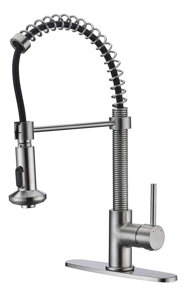 Anzzi Step Single Handle Pull-Down Sprayer Kitchen Faucet in Brushed Nickel KF-AZ194BN 10