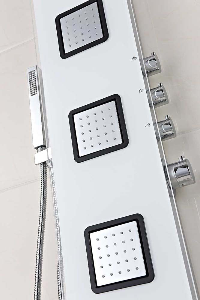 Anzzi Leopard 60 in. 3-Jetted Full Body Shower Panel with Heavy Rain Shower and Spray Wand in White SP-AZ032 4