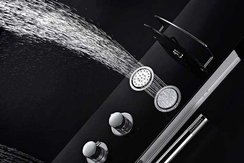 Anzzi LLANO Series 56 in. Full Body Shower Panel System with Heavy Rain Shower and Spray Wand in Black 7