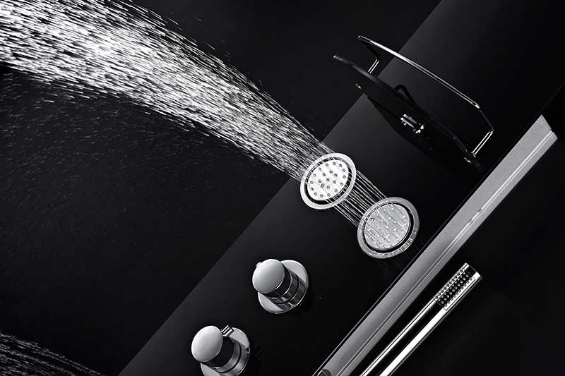 Anzzi Colossal Series 56 in. Full Body Shower Panel System with Heavy Rain Shower and Spray Wand in Black SP-AZ8095 7