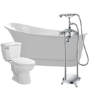 Anzzi Prima 67 in. Acrylic Flatbottom Non-Whirlpool Bathtub with Tugela Faucet and Kame 1.28 GPF Toilet FTAZ095-52C-55