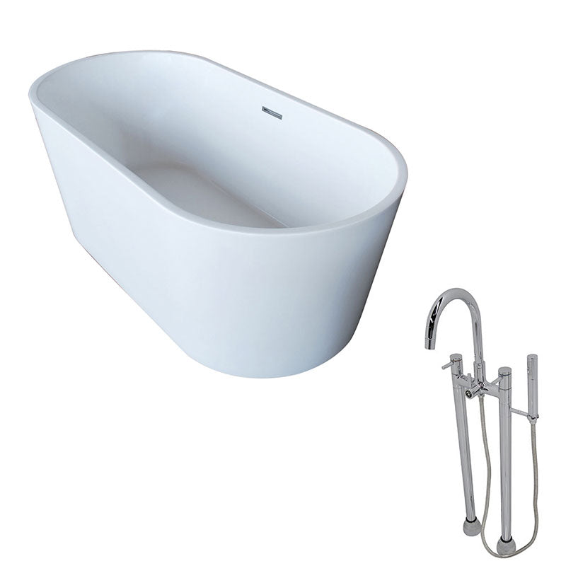 Anzzi Dover 5.6 ft. Acrylic Freestanding Non-Whirlpool Bathtub in White and Sol Series Faucet in Chrome