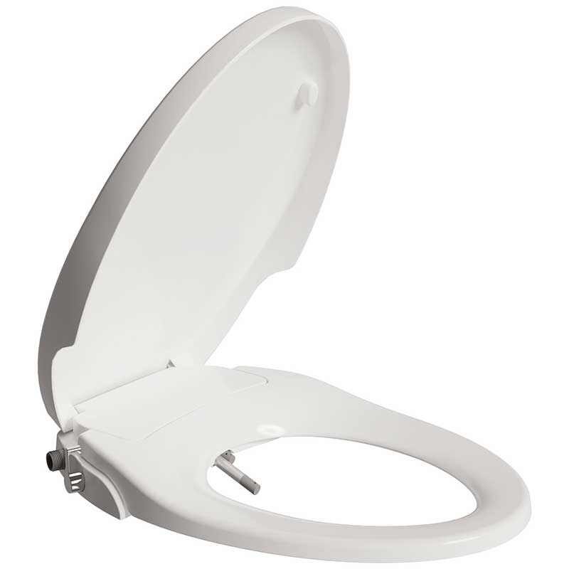 Anzzi Hal Series Non-Electric Bidet Seat for Elongated Toilet in White with Dual Nozzle, Built-In Side Lever and Soft Close TL-MBSEL200WH