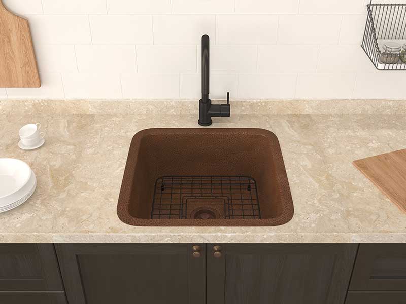 Anzzi Malta Drop-in Handmade Copper 19 in. 0-Hole Single Bowl Kitchen Sink in Hammered Antique Copper SK-026 4