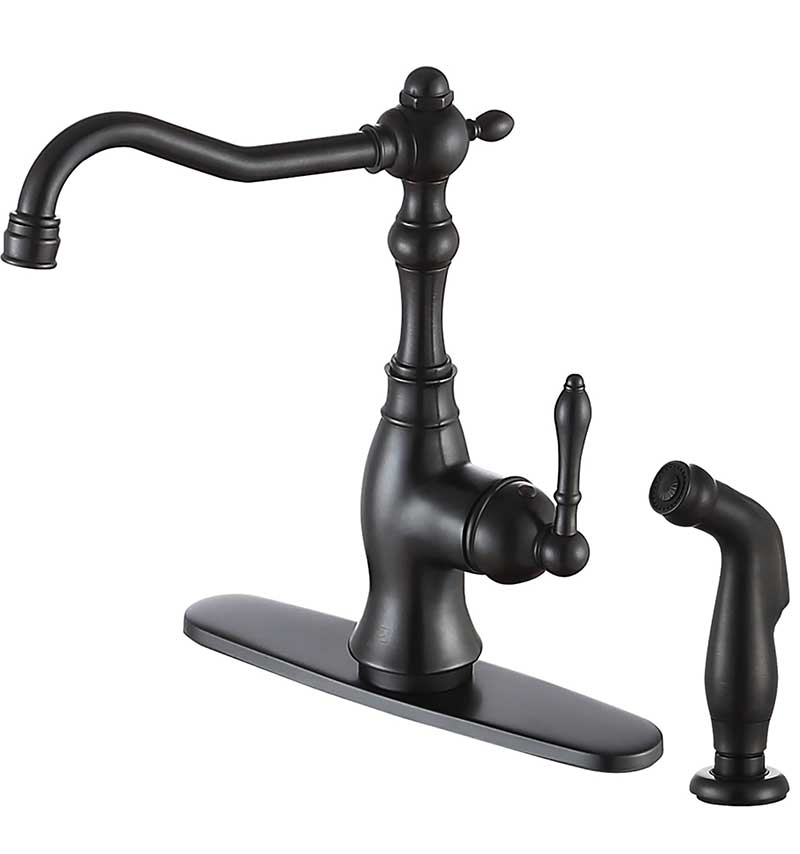 Anzzi Highland Single-Handle Standard Kitchen Faucet with Side Sprayer in Oil Rubbed Bronze KF-AZ224ORB