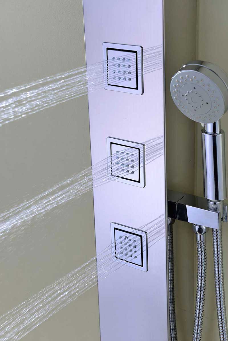 Anzzi Lann 53 in. 3-Jetted Full Body Shower Panel with Heavy Rain Showerhead and Spray Wand in Brushed Stainless Steel 9