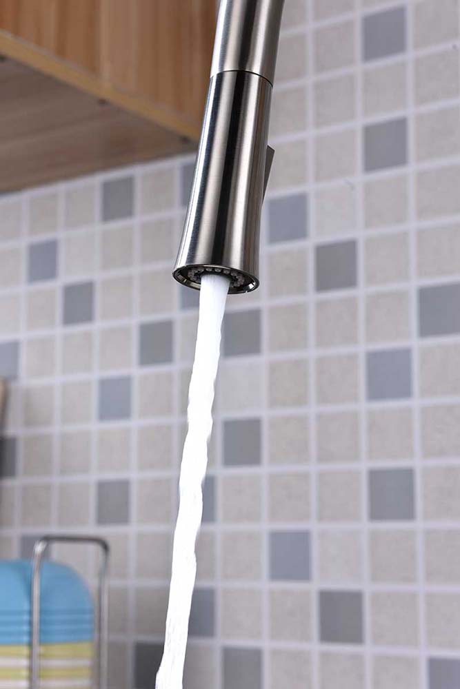 Anzzi Orbital Single Handle Pull-Down Sprayer Kitchen Faucet in Brushed Nickel KF-AZ186BN 8