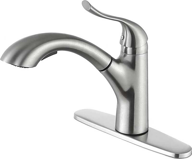 Anzzi Navona Single-Handle Pull-Out Sprayer Kitchen Faucet in Brushed Nickel KF-AZ206BN