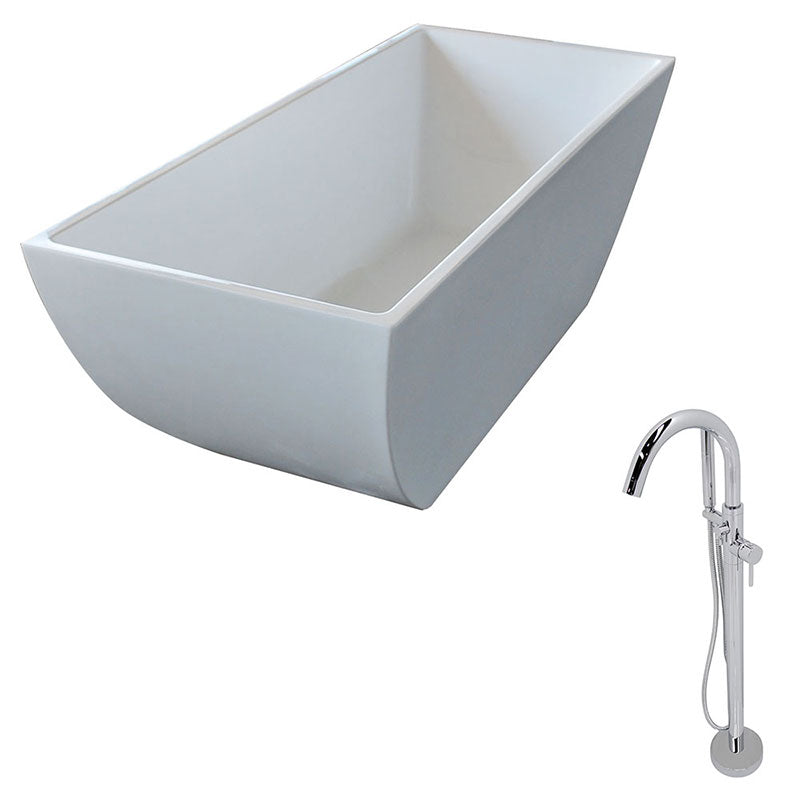 Anzzi Rook 5.6 ft. Acrylic Freestanding Non-Whirlpool Bathtub in White and Kros Series Faucet in Chrome