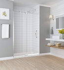 Aston Madox 54 in. to 60 in. x 74.875 in. Frameless Pivot Shower Door in Chrome