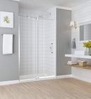 Aston Madox 48 in. to 54 in. x 74.875 in. Frameless Pivot Shower Door in Chrome