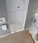 Aston Madox 31 in. to 36 in. x 74.875 in. Frameless Pivot Shower Door in Stainless Steel 2