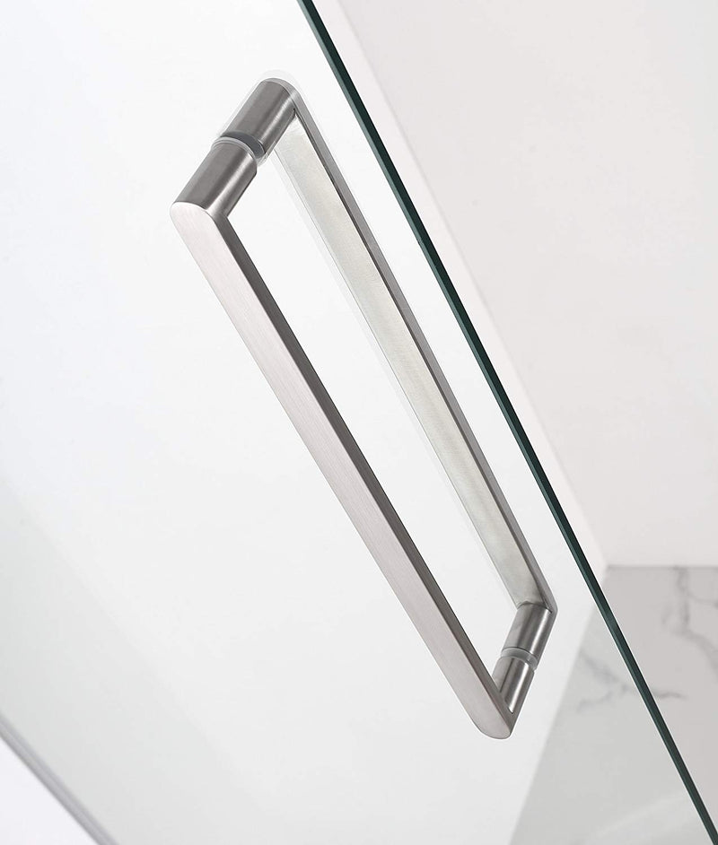Aston Madox 54 in. to 60 in. x 74.875 in. Frameless Pivot Shower Door in Stainless Steel 3