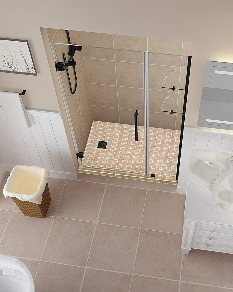 Aston Belmore GS 42.25 in. to 43.25 in. x 72 in. Frameless Hinged Shower Door with Glass Shelves in Oil Rubbed Bronze 2