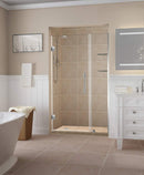 Aston Belmore GS 43.25 in. to 44.25 in. x 72 in. Frameless Hinged Shower Door with Glass Shelves in Stainless Steel