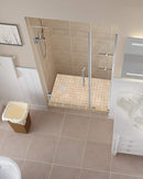 Aston Belmore GS 51.25 in. to 52.25 in. x 72 in. Frameless Hinged Shower Door with Glass Shelves in Stainless Steel 2