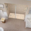 Aston Belmore GS 58.25 in. to 59.25 in. x 72 in. Frameless Hinged Shower Door with Glass Shelves in Stainless Steel 2