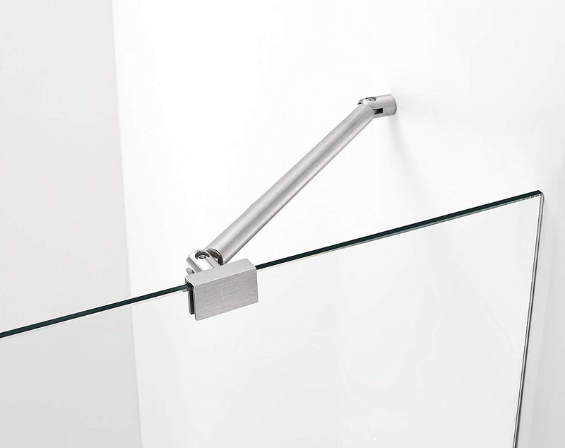 Aston Merrick GS 34 in. to 34.25 in. x 72 in. Frameless Neo-Angle Shower Enclosure with Glass Shelves in Stainless Steel 4