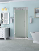 Aston Belmore 40.25 in. to 41.25 in. x 72 in. Frameless Hinged Shower Door with Frosted Glass in Oil Rubbed Bronze