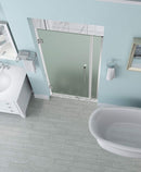 Aston Belmore 34.25 in. to 35.25 in. x 72 in. Frameless Hinged Shower Door with Frosted Glass in Chrome 2