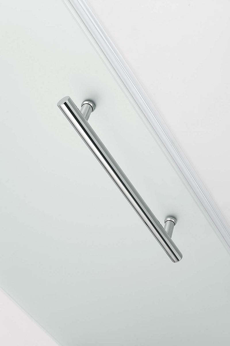 Aston Belmore GS 72.25 in. to 73.25 in. x 72 in. Frameless Hinged Shower Door with Frosted Glass and Glass Shelves in Chrome 4