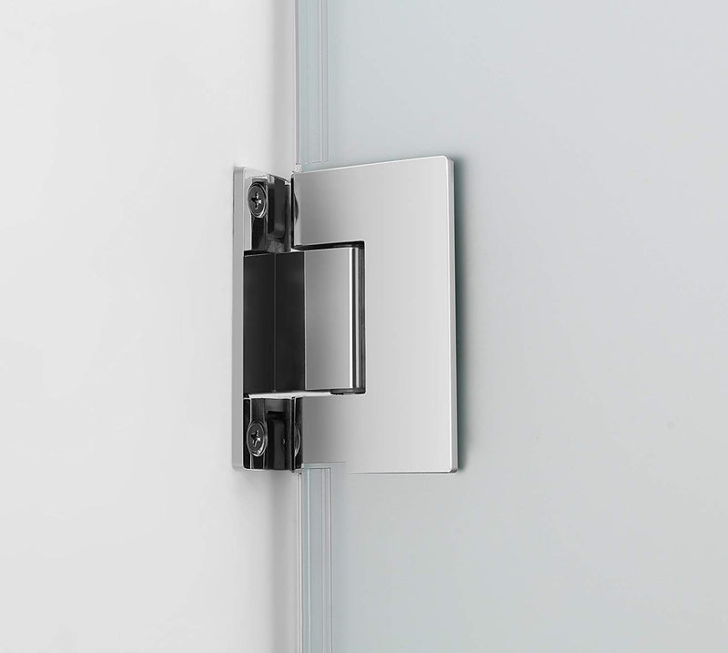 Aston Belmore 75.25 in. to 76.25 in. x 72 in. Frameless Hinged Shower Door with Frosted Glass in Chrome 4
